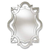 Venetian Silver Accent Modern Cut Glass Beveled Designer Mirror